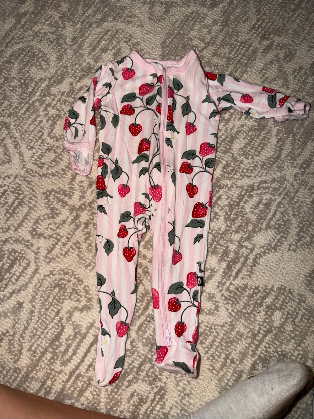 Kyte baby Pink Strawberry Print Footed One-Piece Pajama - Kids